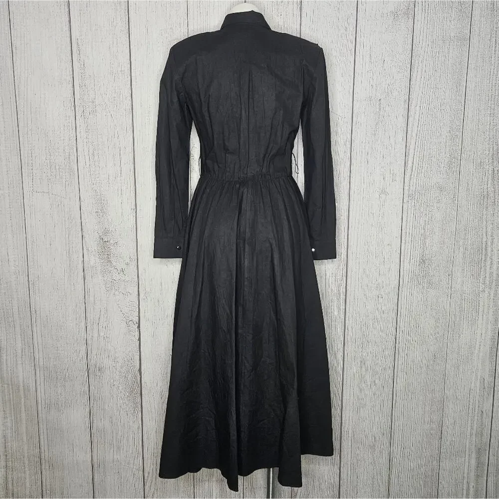 Vintage Lilia Smitty Black Western Dress Purple Print Yoke Shirt Dress, sz Small - Picture 5 of 6